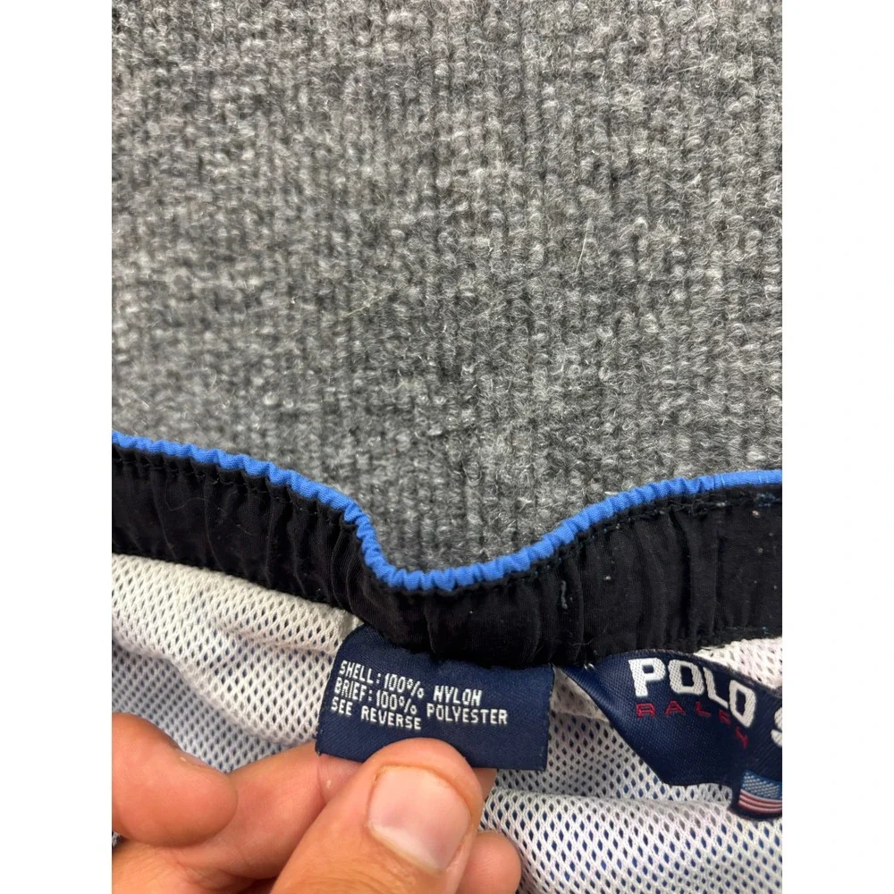 Polo Sport Swim Trunks Mens Size Medium Blue Vintage Nylon Mesh Lined Shorts
